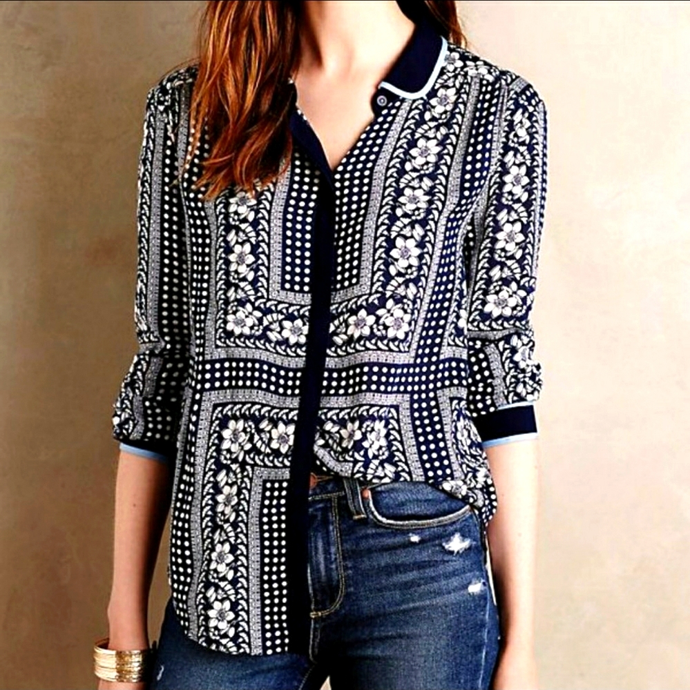Maeve by Anthropologie Art House Floral Blouse Top